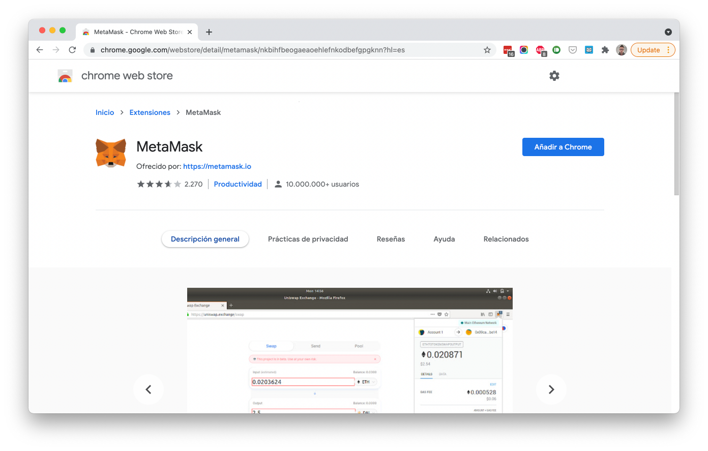 Chrome Web Store - MetaMask